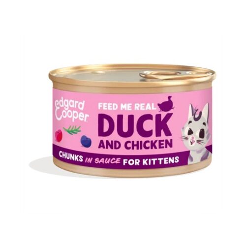 EDGARD COOPER GATTO BOCCONI IN SALSA KITTEN Anatra e Pollo allevati a terra 85g