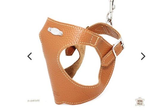 PUPAKIOTTI BASIC Pettorina ergonomica e regolabile in pelle  per cani (Cuoio, 3XL-4XL)