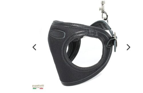 PUPAKIOTTI Contemporary. Pettorina ergonomica e regolabile in tessuto tecnico e vera pelle per cane (Nero, XL-XXL)