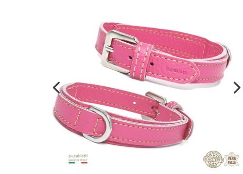 PUPAKIOTTI BASIC Collare in vera pelle per cane (Caramella, XL (40-45))
