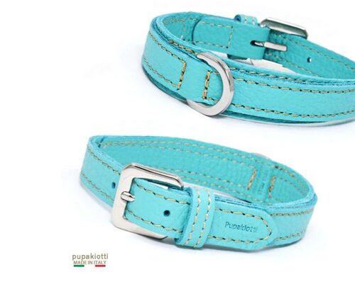 PUPAKIOTTI BASIC Collare in vera pelle per cane (Topazio,  L (34-39))