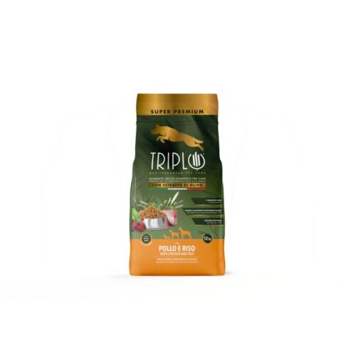 TRIPLO ALIMENTO PER CANI SUPER PREMIUM CON POLLO E RISO 3KG