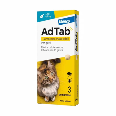 AdTab Compresse Masticabili per gatti >2,0 - 8,0 kg
