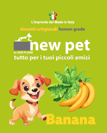 NEW PET biscotto banana mini sacchetto trasparente gr 250