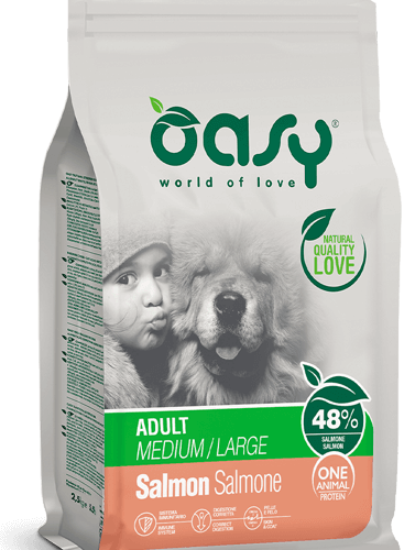 Oasy Dry Dog OAP - ADULT MEDIUM/LARGE SALMONE 12 Kg -