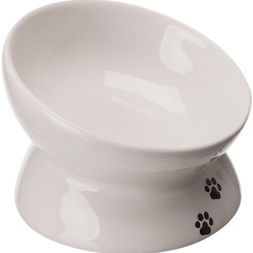 TRIXIE CIOTOLA in CERAMICA,RIALZATA,FORMA ERGONOMICA,0.25l/ø13cm,BIANCO