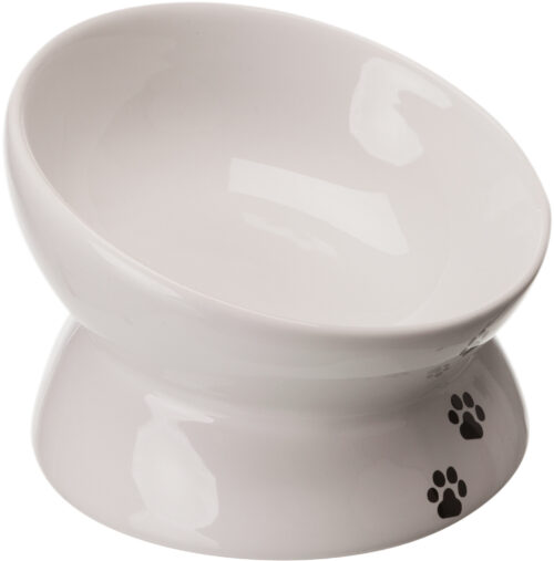 TRIXIE CIOTOLA in CERAMICA,RIALZATA,FORMA ERGONOMICA,0.25l/ø13cm,BIANCO